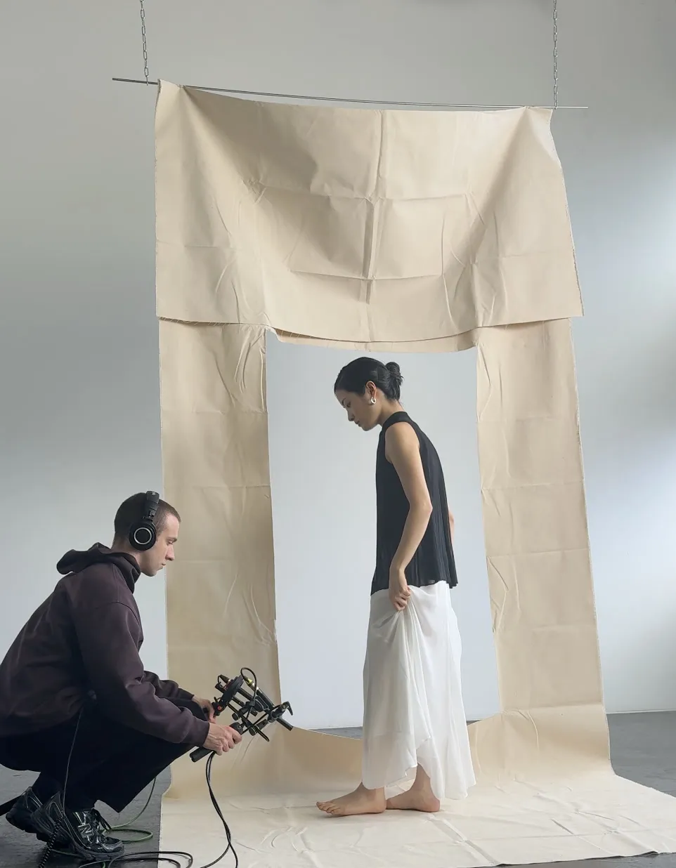 Jan working on the set of “Breathing Surface” in 2026